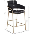Meridian Furniture, Tabouret de comptoir en velours Yara
