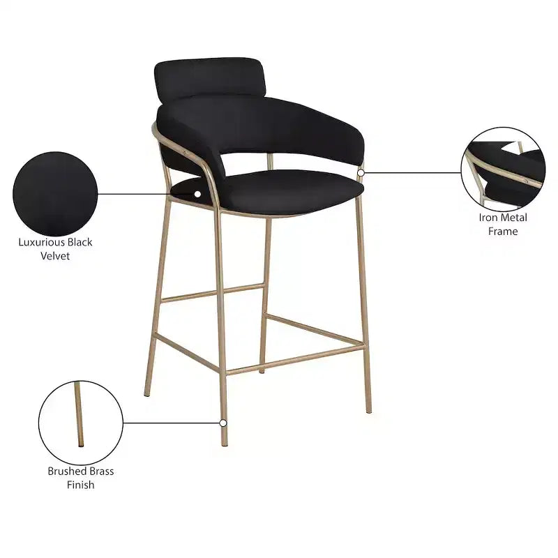 Meridian Furniture, Tabouret de comptoir en velours Yara