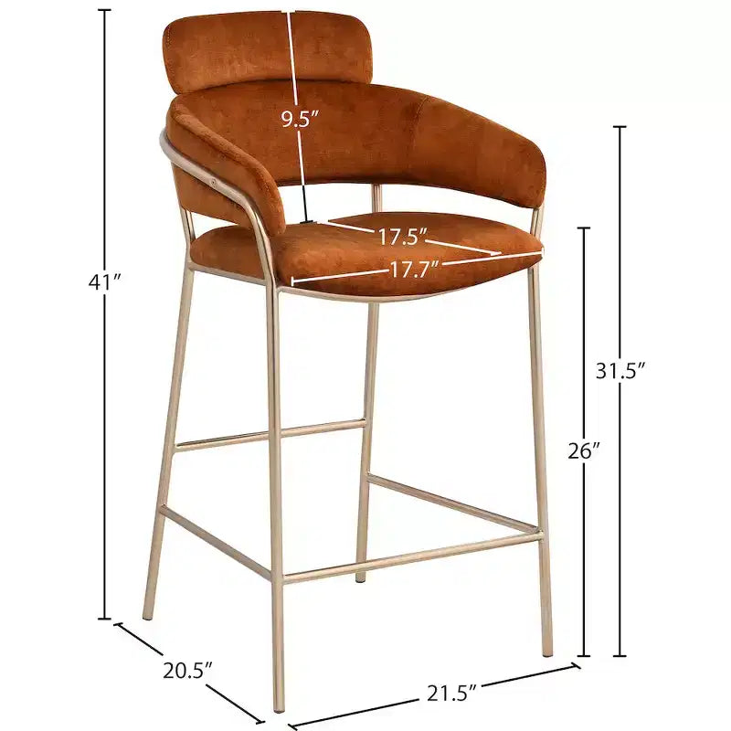 Meridian Furniture, Tabouret de comptoir en velours Yara