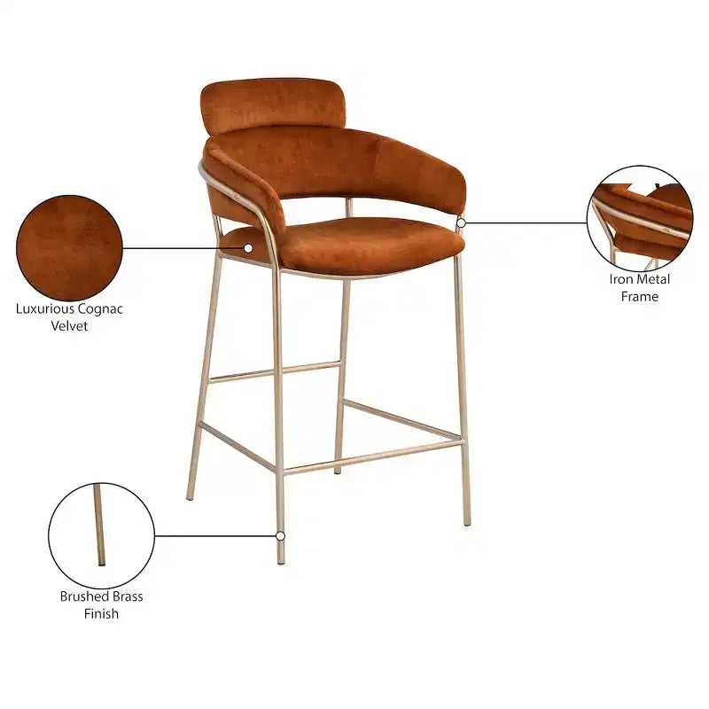 Meridian Furniture, Tabouret de comptoir en velours Yara