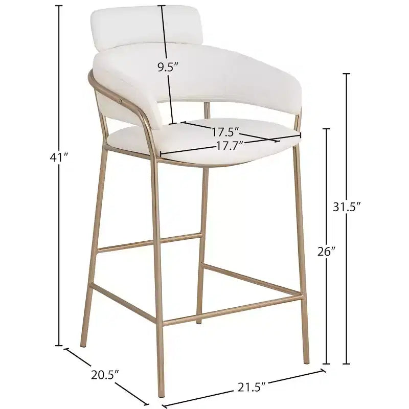 Meridian Furniture, Tabouret de comptoir en velours Yara
