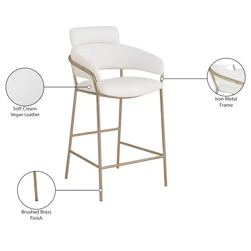 Meridian Furniture, Tabouret de comptoir en velours Yara