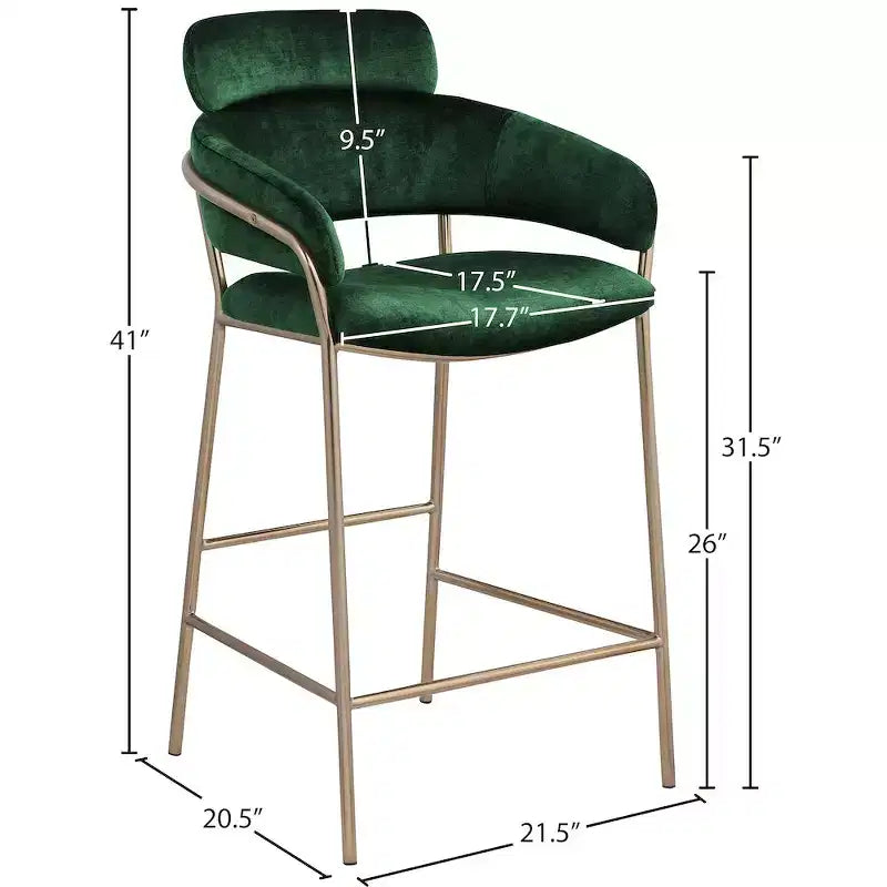 Meridian Furniture, Tabouret de comptoir en velours Yara
