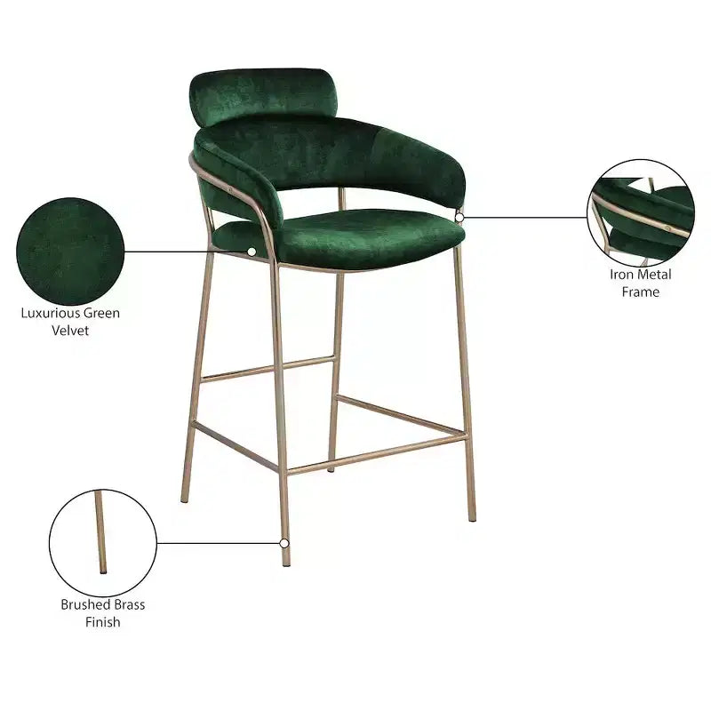 Meridian Furniture, Tabouret de comptoir en velours Yara