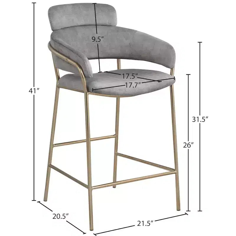 Meridian Furniture, Tabouret de comptoir en velours Yara