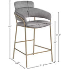 Meridian Furniture, Tabouret de comptoir en velours Yara