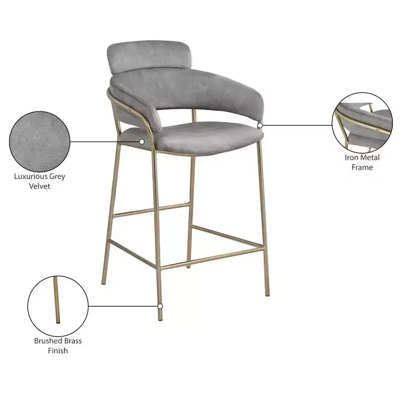 Meridian Furniture, Tabouret de comptoir en velours Yara