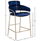 Meridian Furniture, Tabouret de comptoir en velours Yara