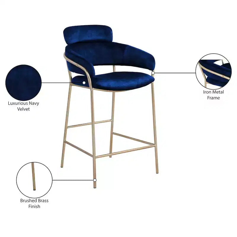 Meridian Furniture, Tabouret de comptoir en velours Yara