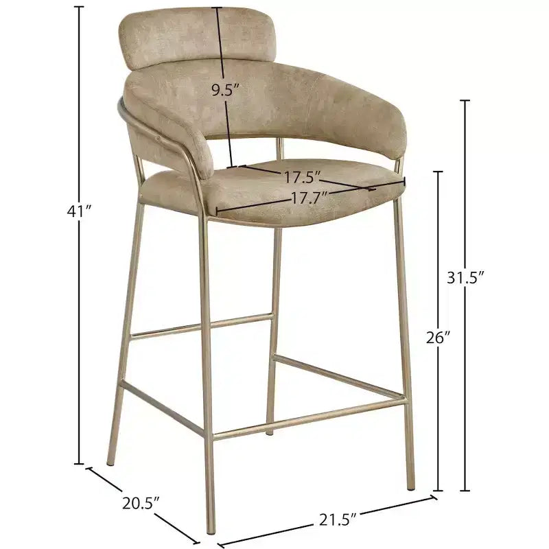 Meridian Furniture, Tabouret de comptoir en velours Yara