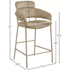 Meridian Furniture, Tabouret de comptoir en velours Yara
