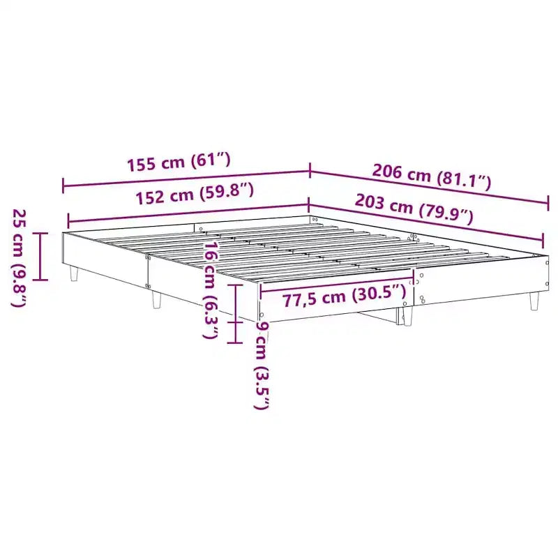 vidaXL Cadre de lit 2 pcs 152 x 203 cm Bois d'ingénierie