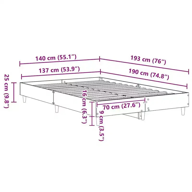 vidaXL Cadre de lit 2 pcs 152 x 203 cm Bois d'ingénierie