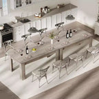 Table de salle à manger rectangulaire rustique pour 4 à 8 personnes, grande table de cuisine et de salle à manger de style ferme de 160/180 cm, pieds triangulaires renforcés, plateau en bois pour appartements