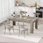 Table de salle à manger rectangulaire rustique pour 4 à 8 personnes, grande table de cuisine et de salle à manger de style ferme de 160/180 cm, pieds triangulaires renforcés, plateau en bois pour appartements