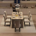 Table de salle à manger rectangulaire rustique pour 4 à 8 personnes, grande table de cuisine et de salle à manger de style ferme de 160/180 cm, pieds triangulaires renforcés, plateau en bois pour appartements