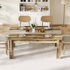 Table de salle à manger rectangulaire rustique pour 4 à 8 personnes, grande table de cuisine et de salle à manger de style ferme de 160/180 cm, pieds triangulaires renforcés, plateau en bois pour appartements