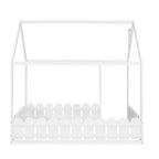 Lit en bois Luxystar avec clôture pour enfants et adolescents, Blanc