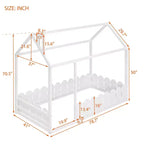 Lit en bois Luxystar avec clôture pour enfants et adolescents, Blanc