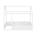 Lit en bois Luxystar avec clôture pour enfants et adolescents, Blanc