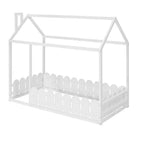 Lit en bois Luxystar avec clôture pour enfants et adolescents, Blanc
