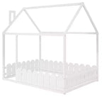 Lit en bois Luxystar avec clôture pour enfants et adolescents, Blanc