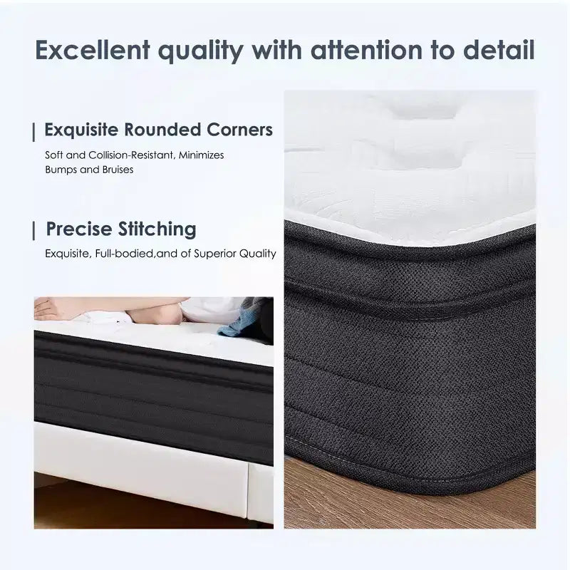 Matelas hybride GDFStudio Anastasia moderne 12H à ressorts ensachés individuellement