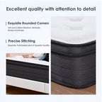 Matelas hybride GDFStudio Anastasia moderne 12H à ressorts ensachés individuellement