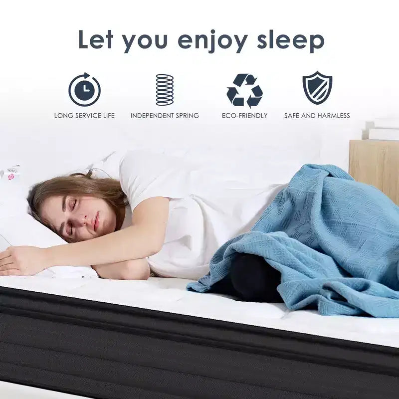 Matelas hybride GDFStudio Anastasia moderne 12H à ressorts ensachés individuellement