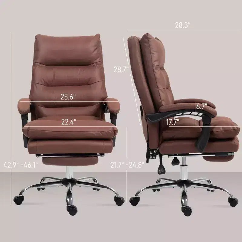 Fauteuil de bureau massant en microfibre, inclinable et chauffant avec repose-pieds, double rembourrage, roulettes pivotantes
