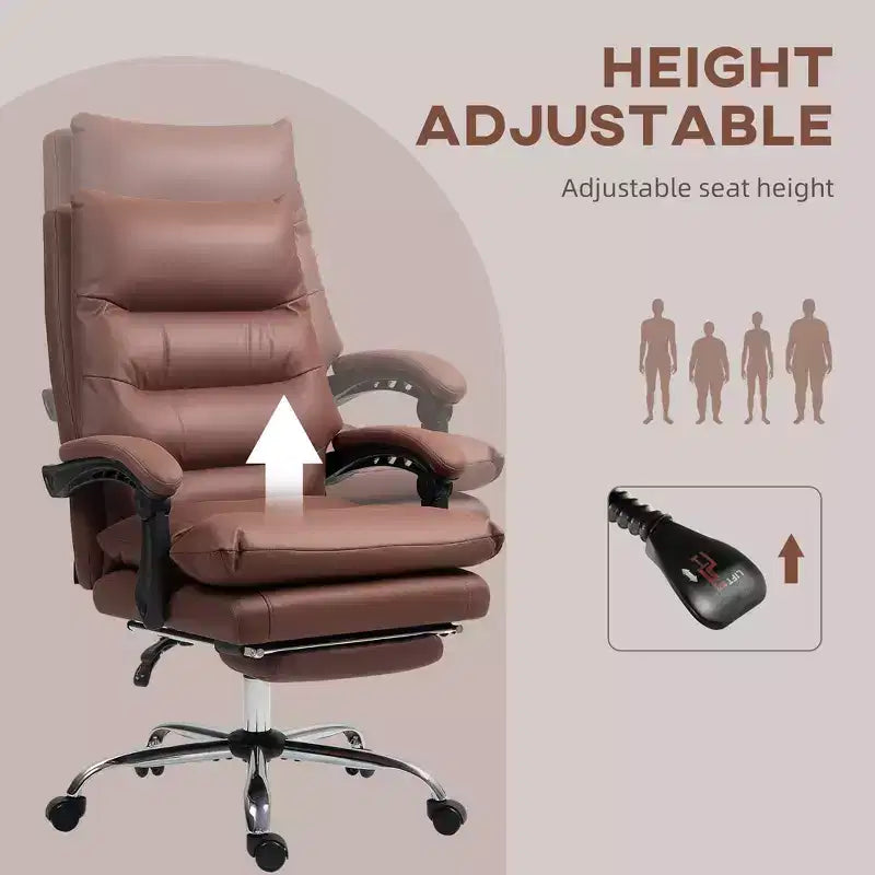 Fauteuil de bureau massant en microfibre, inclinable et chauffant avec repose-pieds, double rembourrage, roulettes pivotantes