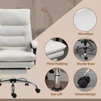 Fauteuil de bureau massant en microfibre, inclinable et chauffant avec repose-pieds, double rembourrage, roulettes pivotantes