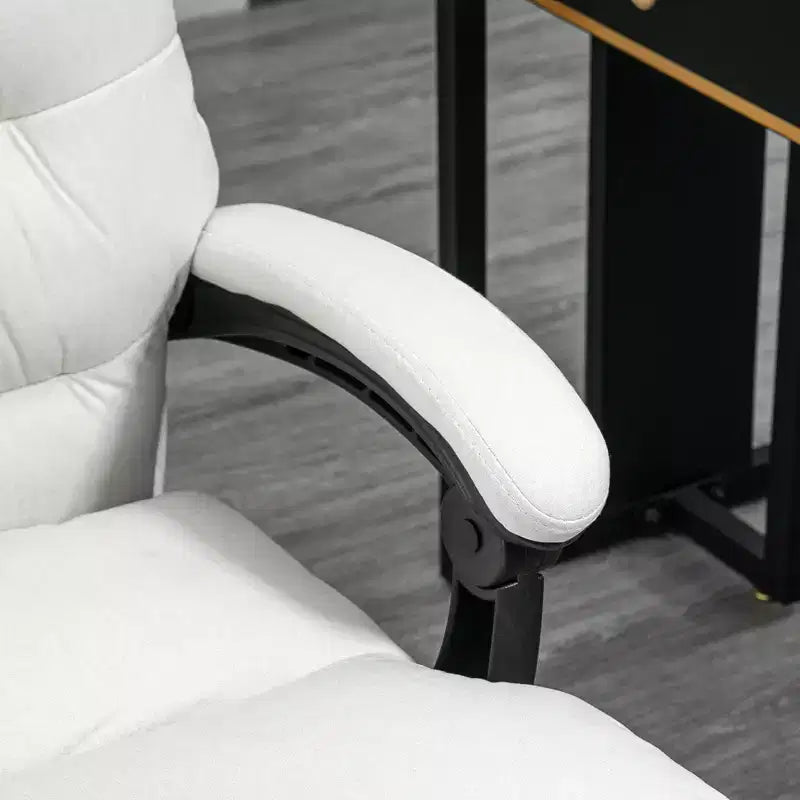 Fauteuil de bureau massant en microfibre, inclinable et chauffant avec repose-pieds, double rembourrage, roulettes pivotantes