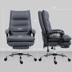 Fauteuil de bureau massant en microfibre, inclinable et chauffant avec repose-pieds, double rembourrage, roulettes pivotantes