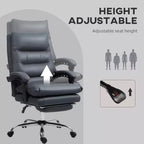 Fauteuil de bureau massant en microfibre, inclinable et chauffant avec repose-pieds, double rembourrage, roulettes pivotantes