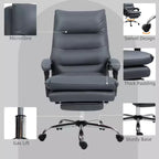 Fauteuil de bureau massant en microfibre, inclinable et chauffant avec repose-pieds, double rembourrage, roulettes pivotantes
