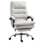 Fauteuil de bureau massant en microfibre, inclinable et chauffant avec repose-pieds, double rembourrage, roulettes pivotantes