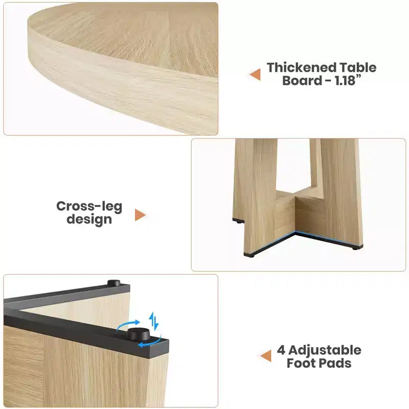 Table à manger ronde moderne de 119 cm pour 4 à 6 personnes, table de cuisine avec base piédestal robuste, table de salle à manger circulaire peu encombrante pour petits espaces