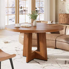 Table à manger ronde moderne de 119 cm pour 4 à 6 personnes, table de cuisine avec base piédestal robuste, table de salle à manger circulaire peu encombrante pour petits espaces