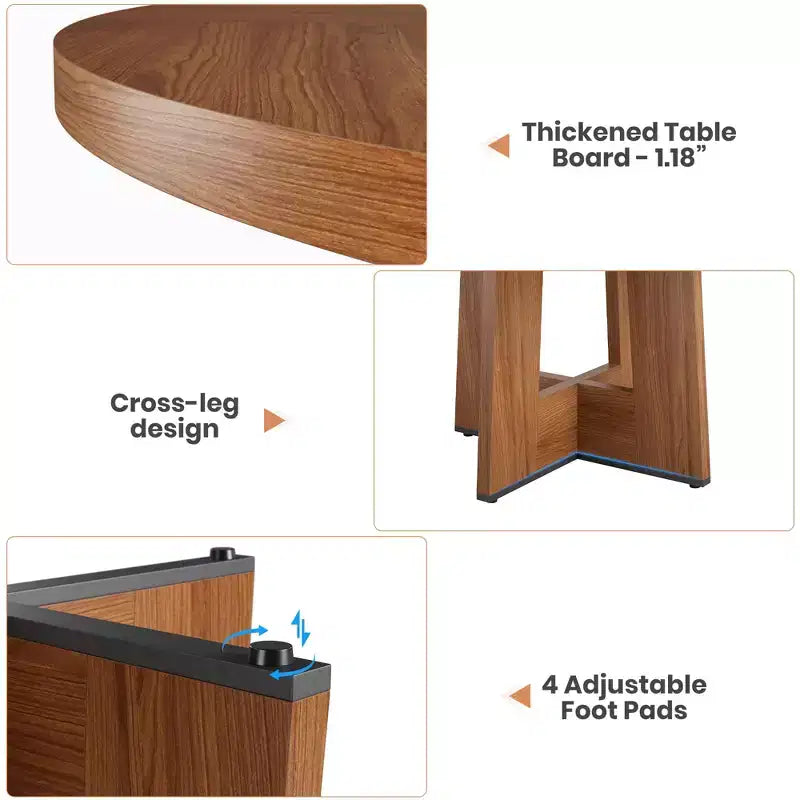 Table à manger ronde moderne de 119 cm pour 4 à 6 personnes, table de cuisine avec base piédestal robuste, table de salle à manger circulaire peu encombrante pour petits espaces