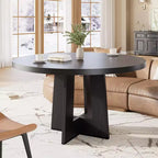 Table à manger ronde moderne de 119 cm pour 4 à 6 personnes, table de cuisine avec base piédestal robuste, table de salle à manger circulaire peu encombrante pour petits espaces