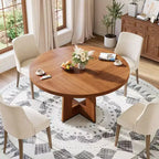 Table à manger ronde moderne de 119 cm pour 4 à 6 personnes, table de cuisine avec base piédestal robuste, table de salle à manger circulaire peu encombrante pour petits espaces