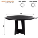 Table à manger ronde moderne de 119 cm pour 4 à 6 personnes, table de cuisine avec base piédestal robuste, table de salle à manger circulaire peu encombrante pour petits espaces