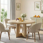 Table à manger ronde moderne de 119 cm pour 4 à 6 personnes, table de cuisine avec base piédestal robuste, table de salle à manger circulaire peu encombrante pour petits espaces