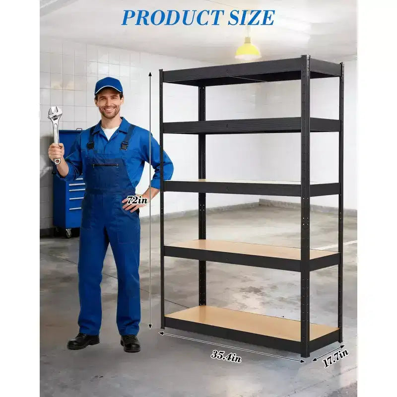 Étagères de rangement, 91,4 x 45,7 x 182,9 cm Étagères de garage robustes en métal réglables, Unités de rangement réglables à 5 niveaux, Racks utilitaires de rangement en métal