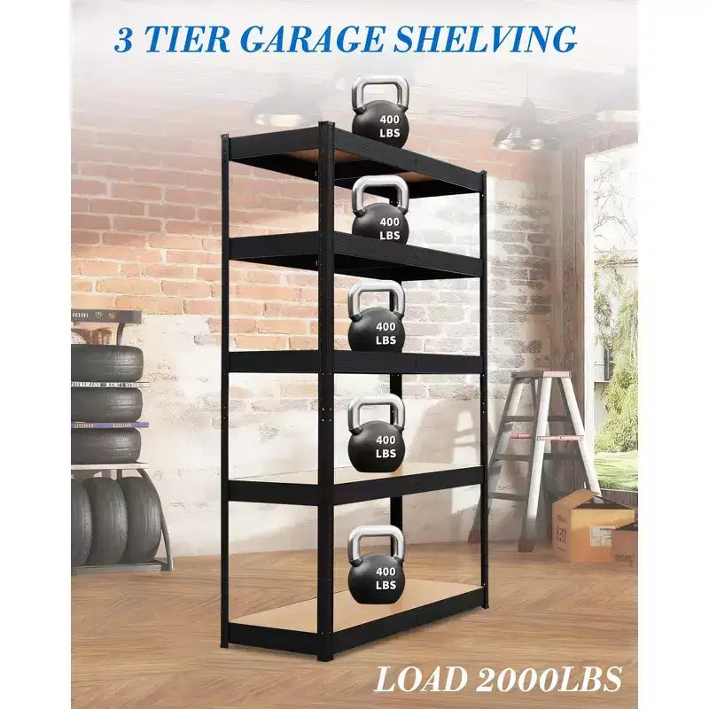 Étagères de rangement, 91,4 x 45,7 x 182,9 cm Étagères de garage robustes en métal réglables, Unités de rangement réglables à 5 niveaux, Racks utilitaires de rangement en métal