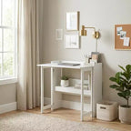 Bureau pliant FurnitureR avec étagère de rangement, petit bureau d'ordinateur à rabat avec étagère à livres, bureau d'écriture pour bureau à domicile, chambre à coucher, appartement