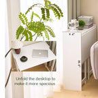 Bureau pliant FurnitureR avec étagère de rangement, petit bureau d'ordinateur à rabat avec étagère à livres, bureau d'écriture pour bureau à domicile, chambre à coucher, appartement