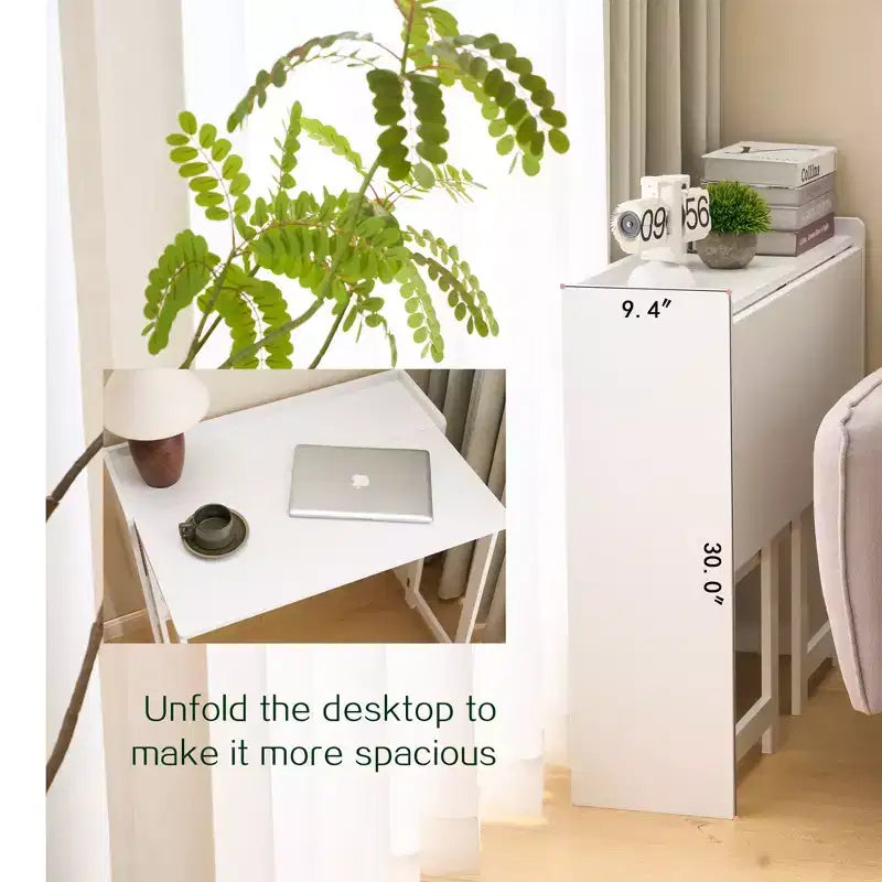 Bureau pliant FurnitureR avec étagère de rangement, petit bureau d'ordinateur à rabat avec étagère à livres, bureau d'écriture pour bureau à domicile, chambre à coucher, appartement