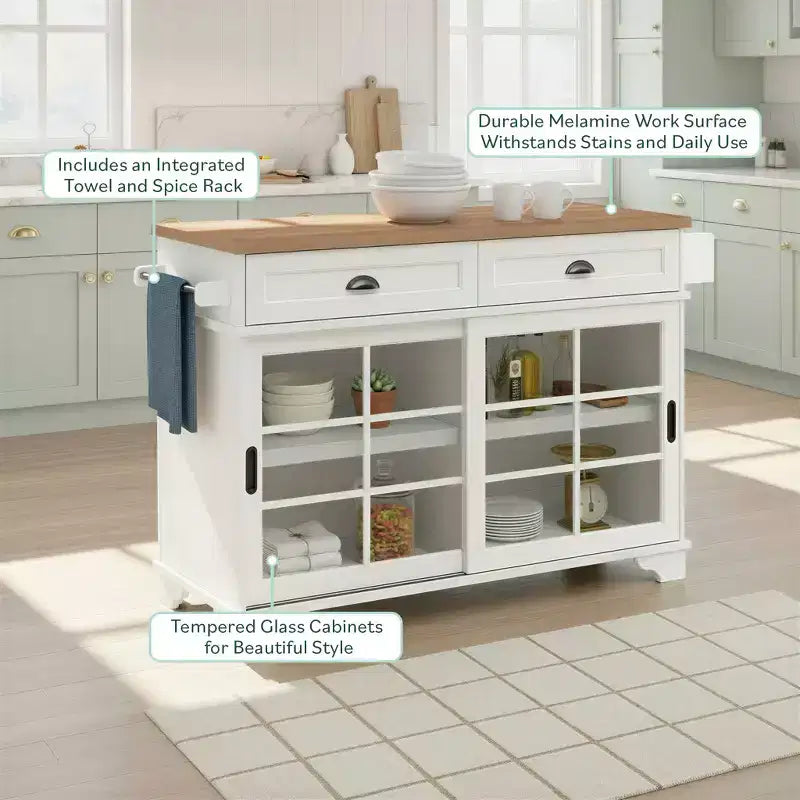 Îlot de cuisine autoportant Walker Edison 48, blanc
